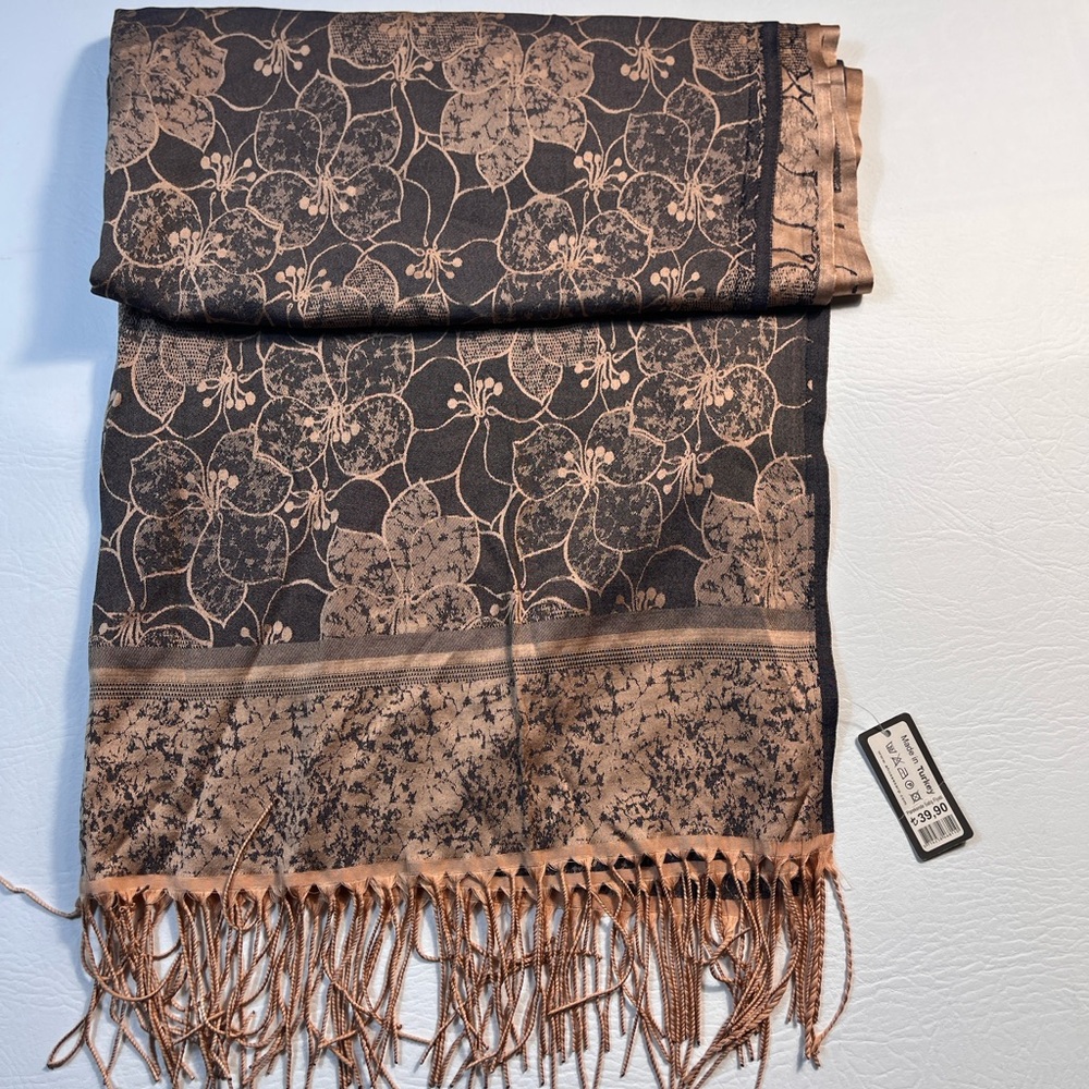 Ahuse Elegant Floral Patterned Scarf 100% Silk
